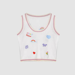 Camiseta sin mangas con bordado dulce