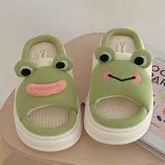 Pantuflas de lino con diseño de rana