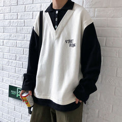 Lässiger Pullover mit Kragen und Fake Two