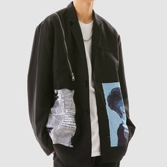 Stylischer Newspaper Patchwork Blazer