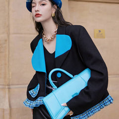 Two Color Patchwork Frill Blazer