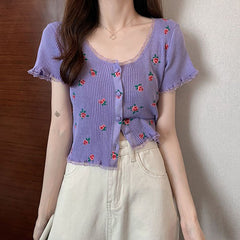 Top corto con estampado floral