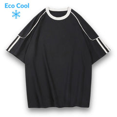 Camiseta de rayas de seda de hielo en contraste