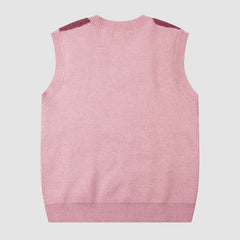 Suéter tipo chaleco con patchwork de color liso