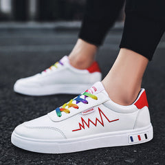 Weiße grüne Sneakers im koreanischen Stil für Herren