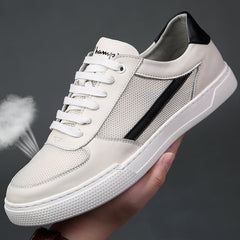 Zapatillas deportivas blancas de malla transpirable de moda para hombre