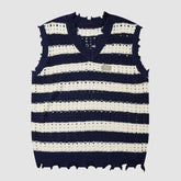 Hollow Out Stripe Vest Sweater