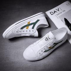 Zapatos deportivos blancos ligeros sin cordones, modernos y casuales para hombre