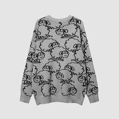 Pullover mit Cartoon-Schaf-Muster