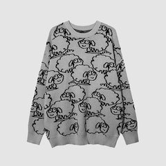 Pullover mit Cartoon-Schaf-Muster