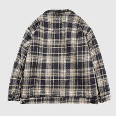 Chaqueta holgada de lana con estampado de cuadrícula