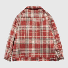 Chaqueta holgada de lana con estampado de cuadrícula