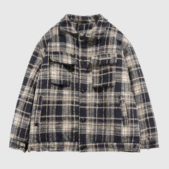 Chaqueta holgada de lana con estampado de cuadrícula