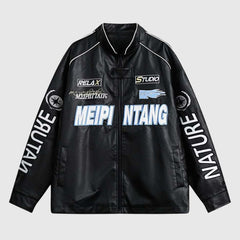 Chaqueta de cuero estilo piloto de motociclista retro estilo callejero