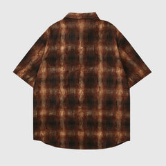 Contrast Patchwork Plaid Shirts