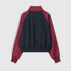 Chaqueta de cuello corto con mangas y rayas en contraste