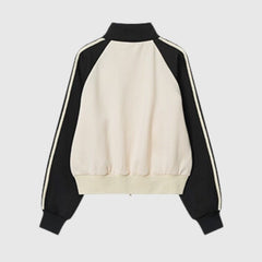 Chaqueta de cuello corto con mangas y rayas en contraste