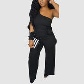 One-Shoulder-Jumpsuits mit Cut-Outs und Bindeband