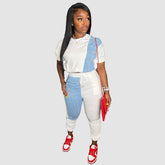 Jeans-Hosenset im Patchwork-Design