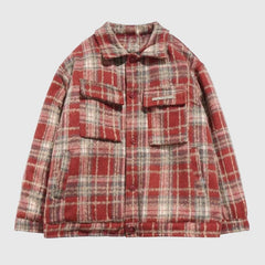 Chaqueta holgada de lana con estampado de cuadrícula