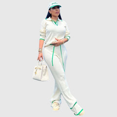 Conjunto informal de pantalón ancho de punto