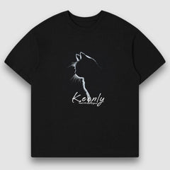 Camiseta con estampado de gato de tinta