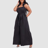 Monos de cintura alta con tirantes de encaje y lazo