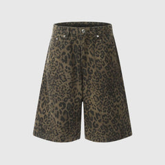 Shorts vaqueros holgados de leopardo