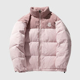 Chaqueta de pana con patchwork y letras bordadas