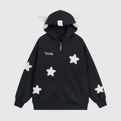 Kapuzenpullover mit Engelsflügel Dekor