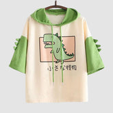 Sudadera con capucha de manga corta con estampado de dinosaurio