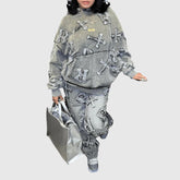 Conjunto de sudadera con capucha vaquera con letras bordadas