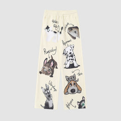Pantalones anchos con estampado de cachorro