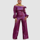 Conjunto de cuero PU con hombros descubiertos