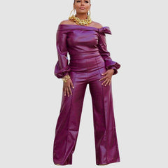 Conjunto de cuero PU con hombros descubiertos