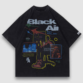 Camiseta desgastada lavada de hip hop