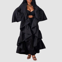 Einfarbiger Trenchcoat mit Rüschen