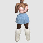 Minifalda plisada de mezclilla