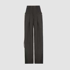 Pantalones Yamamoto plisados de cintura alta con cordones