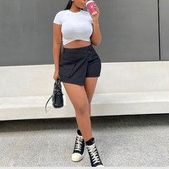 Einfarbige Culotte mit unregelmäßigem Design