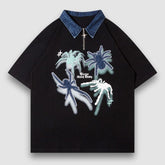 T-Shirt mit aufgesticktem Spider-Denim-Patch am Revers