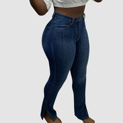 Schmale Jeans mit Seitenschlitz und hoher Elastizität