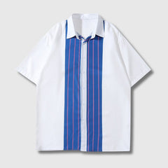 Hawaiihemd mit Blumenmuster und Streifen