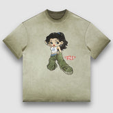 Camiseta con estampado de dibujos animados degradados