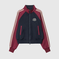 Chaqueta de cuello corto con mangas y rayas en contraste