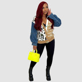 Buchstaben Patchwork Leoparden Strickjacken