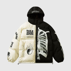 Chinesischer Streetwear-Farbblock-Kapuzenmantel