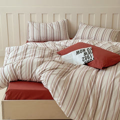 Parker Minimalist Striped Bedding Set - Red