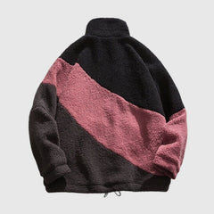 Warmer Baumwollmantel mit Farbblock-Lammfellfutter