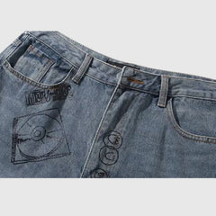 Shorts vaqueros con estampado de grafiti